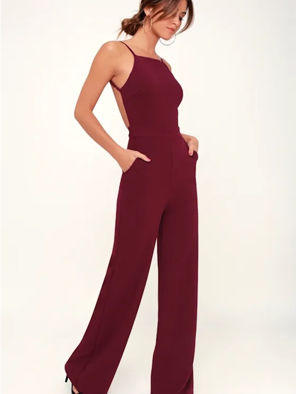 Something to Behold Burgundy Jumpsuit